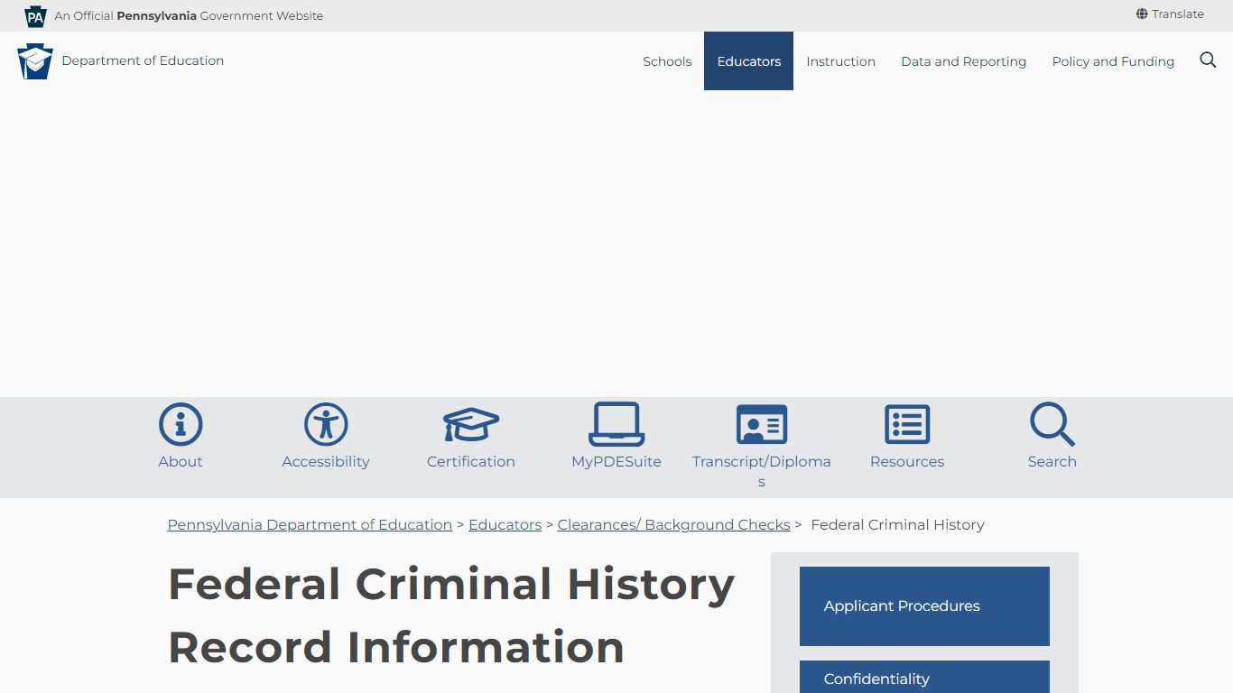 Federal Criminal History Record Information (CHRI)